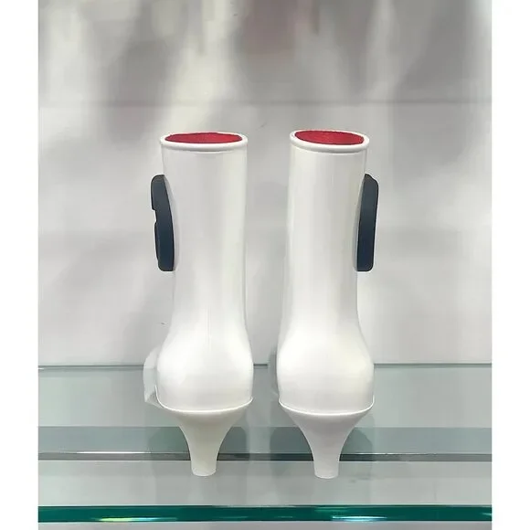 Gucci Women's Rubber ankle Rain Boot with Interlocking G White Black 37 - Picture 7 of 10